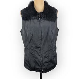 Etcetera Vest Fox Fur Collar Size 8 Classic Preppy Urban Chic Gothic Witchy Goth